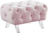 Crescent Velvet Ottoman In Pink - 568Pink - Ott | Meridian - 568Pink - Ott - Home Elegance USA - 1