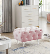 Crescent Velvet Ottoman In Pink - 568Pink - Ott | Meridian - 568Pink - Ott - Home Elegance USA - 2