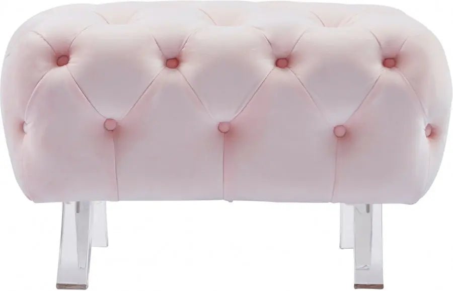 Crescent Velvet Ottoman In Pink - 568Pink - Ott | Meridian - 568Pink - Ott - Home Elegance USA - 5