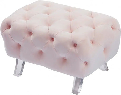 Crescent Velvet Ottoman In Pink - 568Pink - Ott | Meridian - 568Pink - Ott - Home Elegance USA - 6