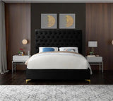 Meridian Furniture - Cruz Velvet Queen Bed In Black - Cruzblack-Q