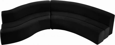 Curl Velvet 2 Piece Sectional In Black - 624Black - Sectional | Meridian - 624Black - Sectional - Home Elegance USA - 1