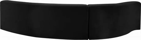 Curl Velvet 2 Piece Sectional In Black - 624Black - Sectional | Meridian - 624Black - Sectional - Home Elegance USA - 4