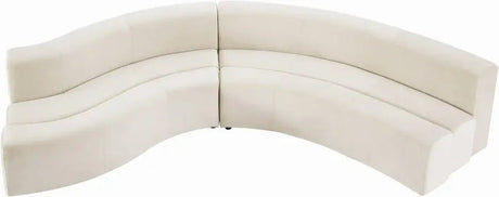 Curl Velvet 2 Piece Sectional In Cream - 624Cream - Sectional | Meridian - 624Cream - Sectional - Home Elegance USA - 1