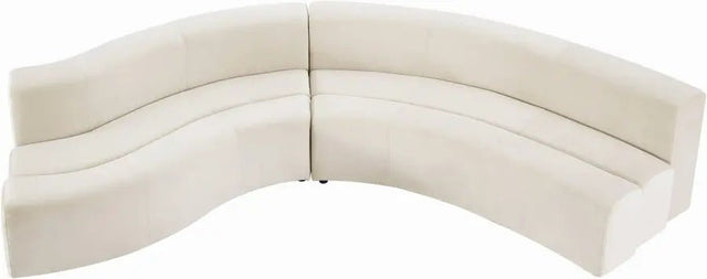 Curl Velvet 2 Piece Sectional In Cream - 624Cream - Sectional | Meridian - 624Cream - Sectional - Home Elegance USA - 1