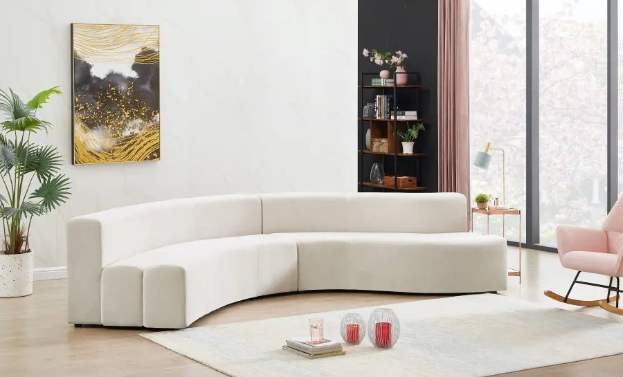 Curl Velvet 2 Piece Sectional In Cream - 624Cream - Sectional | Meridian - 624Cream - Sectional - Home Elegance USA - 3