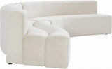 Curl Velvet 2 Piece Sectional In Cream - 624Cream - Sectional | Meridian - 624Cream - Sectional - Home Elegance USA - 9