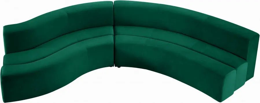 Curl Velvet 2 Piece Sectional In Green - 624Green - Sectional | Meridian - 624Green - Sectional - Home Elegance USA - 1