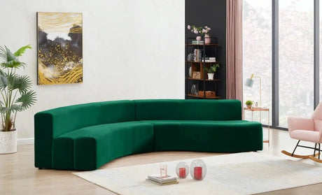 Curl Velvet 2 Piece Sectional In Green - 624Green - Sectional | Meridian - 624Green - Sectional - Home Elegance USA - 3