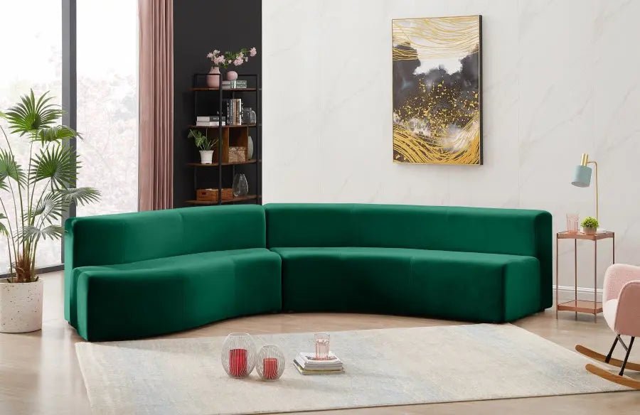 Curl Velvet 2 Piece Sectional In Green - 624Green - Sectional | Meridian - 624Green - Sectional - Home Elegance USA - 4