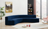 Curl Velvet 2 Piece Sectional In Navy - 624Navy - Sectional | Meridian - 624Navy - Sectional - Home Elegance USA - 2