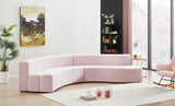 Curl Velvet 2 Piece Sectional In Pink - 624Pink - Sectional | Meridian - 624Pink - Sectional - Home Elegance USA - 3