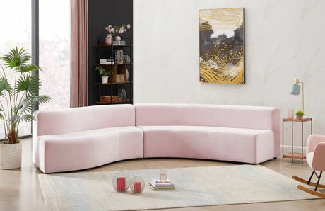 Curl Velvet 2 Piece Sectional In Pink - 624Pink - Sectional | Meridian - 624Pink - Sectional - Home Elegance USA - 4