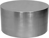 Cylinder Coffee Table In Brushed Chrome - 297 - Ct | Meridian - 297 - CT - Home Elegance USA - 2