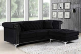 Damian Velvet Reversible Sectional In Black - 608Black - Sectional | Meridian - 608Black - Sectional - Home Elegance USA - 3