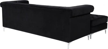 Damian Velvet Reversible Sectional In Black - 608Black - Sectional | Meridian - 608Black - Sectional - Home Elegance USA - 4