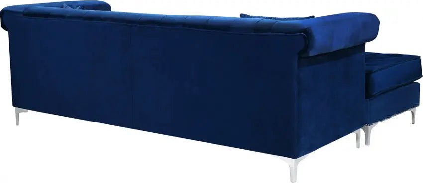 Damian Velvet Reversible Sectional In Navy - 608Navy - Sectional | Meridian - 608Navy - Sectional - Home Elegance USA - 3