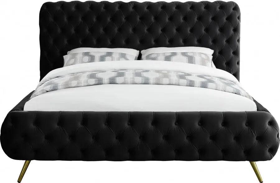 Meridian Furniture - Delano Velvet King Bed In Black - Delanoblack-K