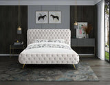 Meridian Furniture - Delano Velvet King Bed In Cream - Delanocream-K