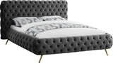 Meridian Furniture - Delano Velvet King Bed In Grey - Delanogrey-K