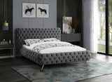 Meridian Furniture - Delano Velvet King Bed In Grey - Delanogrey-K