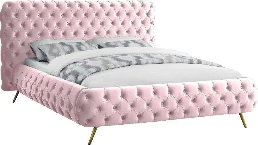 Meridian Furniture - Delano Velvet King Bed In Pink - Delanopink-K