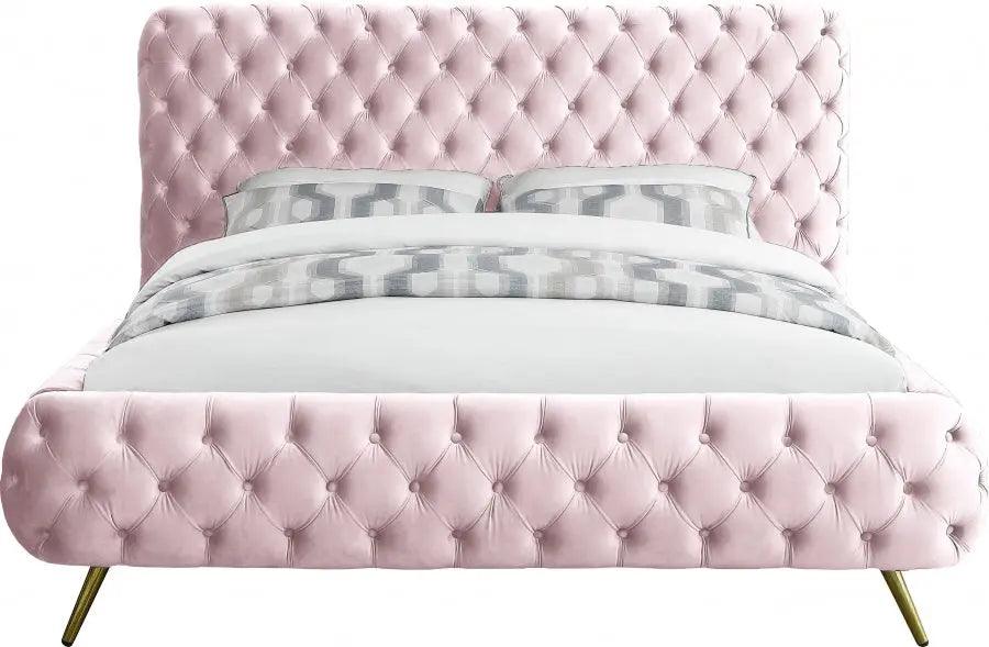 Meridian Furniture - Delano Velvet King Bed In Pink - Delanopink-K