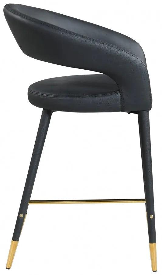 Destiny Faux Leather Stool In Black - 541Black - C | Meridian | Home Elegance USA