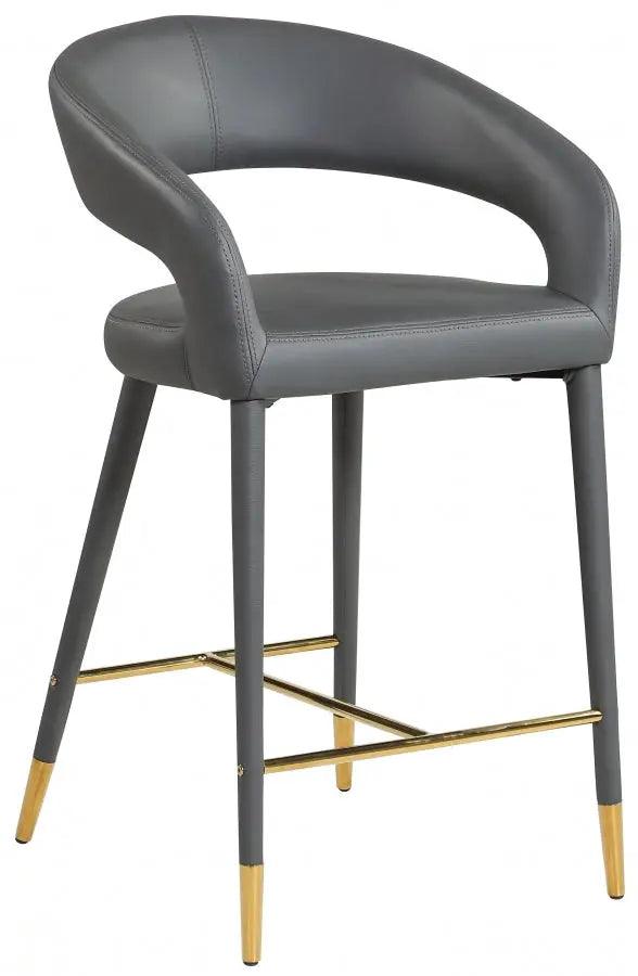 Meridian Furniture - Destiny Faux Leather Stool In Grey - 541Grey-C