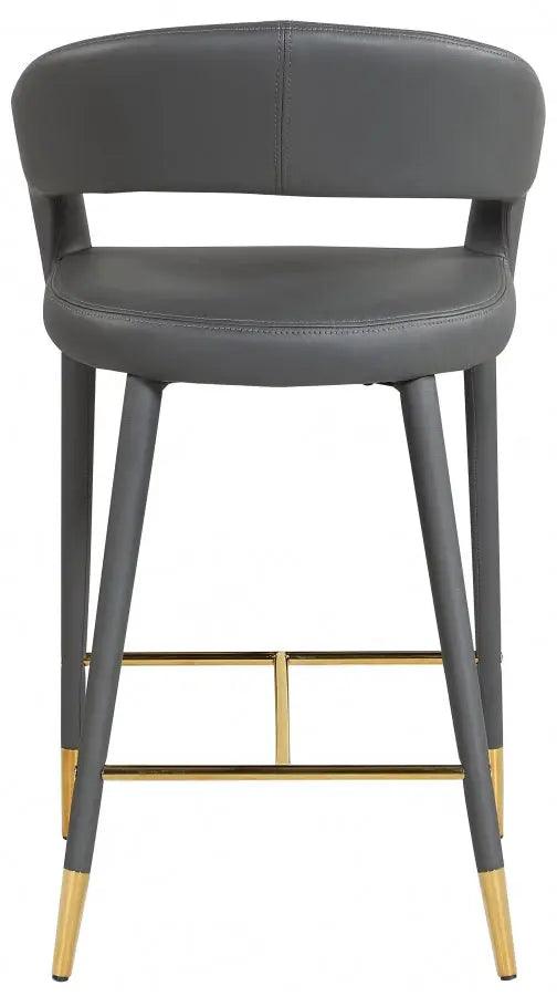 Destiny Faux Leather Stool In Grey - 541Grey - C | Meridian | Home Elegance USA