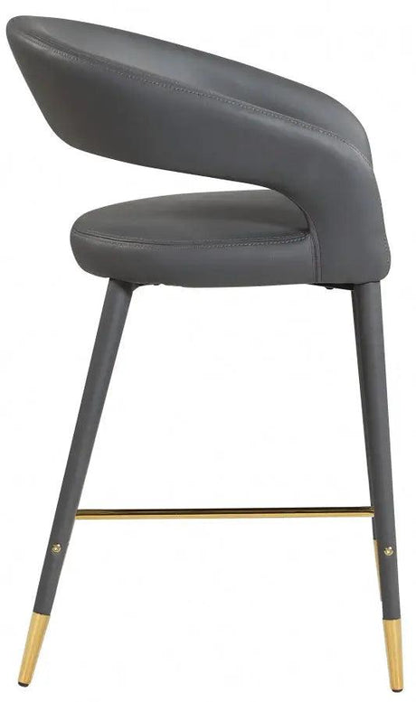 Meridian Furniture - Destiny Faux Leather Stool In Grey - 541Grey-C