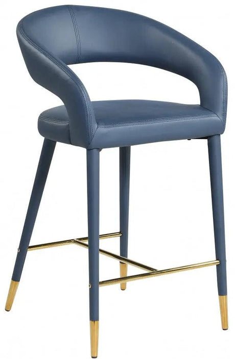 Meridian Furniture - Destiny Faux Leather Stool In Navy - 541Navy-C