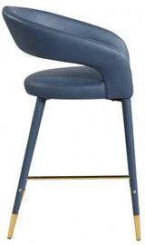 Meridian Furniture - Destiny Faux Leather Stool In Navy - 541Navy-C