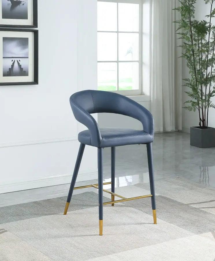 Meridian Furniture - Destiny Faux Leather Stool In Navy - 541Navy-C