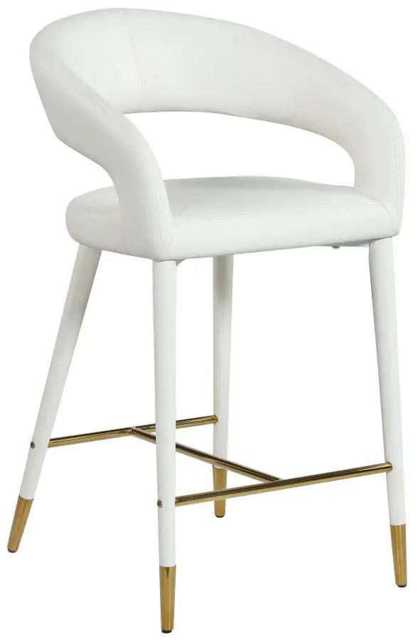 Destiny Faux Leather Stool In White - 541White - C | Meridian | Home Elegance USA