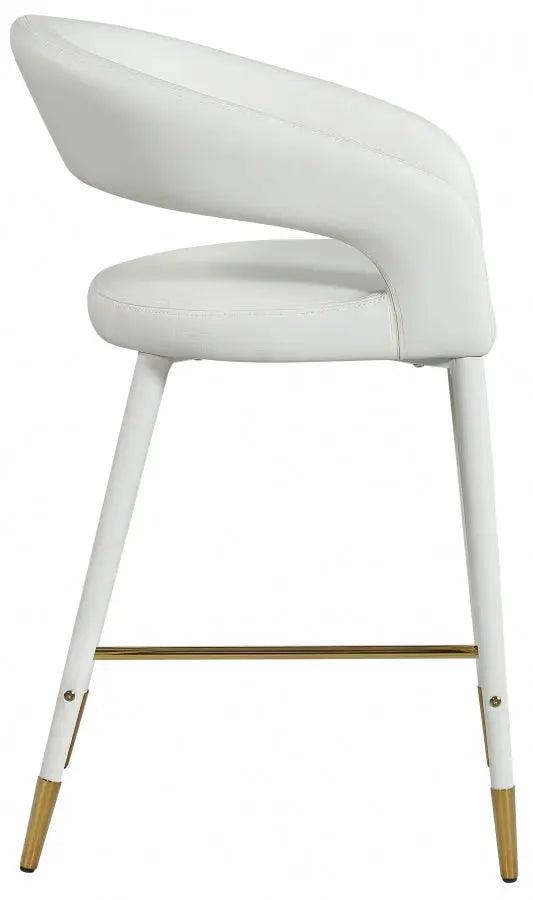 Destiny Faux Leather Stool In White - 541White - C | Meridian | Home Elegance USA