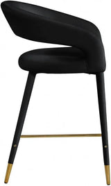 Destiny Velvet Stool In Black - 540Black - C | Meridian | Home Elegance USA