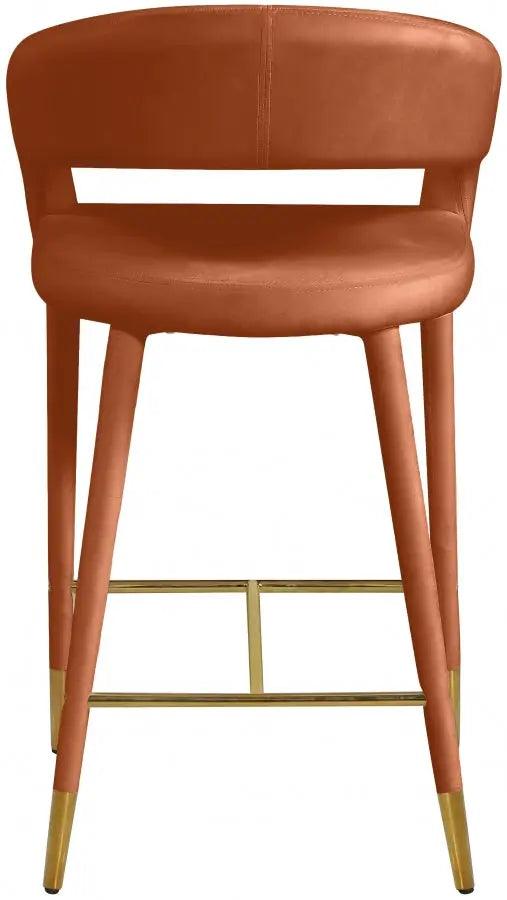 Meridian Furniture - Destiny Velvet Stool In Cognac - 540Cognac-C