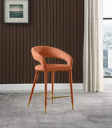 Destiny Velvet Stool In Cognac - 540Cognac - C | Meridian | Home Elegance USA