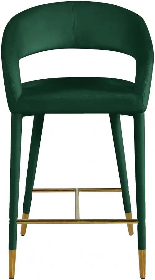 Destiny Velvet Stool In Green - 540Green - C | Meridian | Home Elegance USA