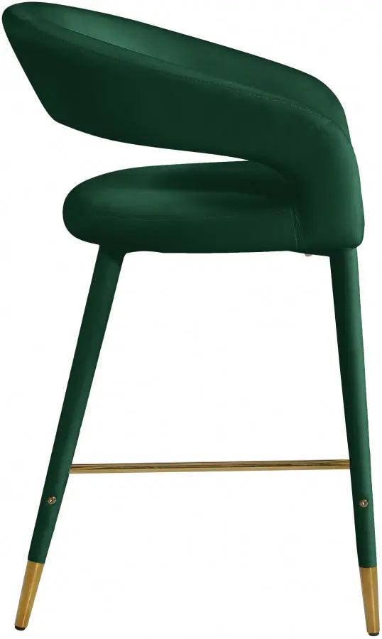 Destiny Velvet Stool In Green - 540Green - C | Meridian | Home Elegance USA