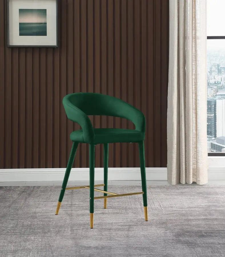 Destiny Velvet Stool In Green - 540Green - C | Meridian | Home Elegance USA