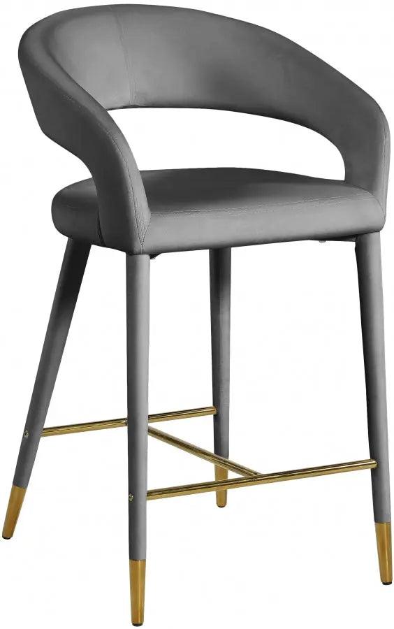 Destiny Velvet Stool In Grey - 540Grey - C | Meridian | Home Elegance USA