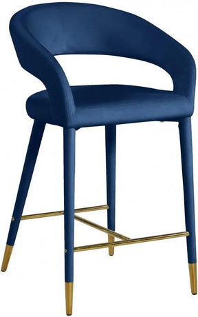 Destiny Velvet Stool In Navy - 540Navy-C | Meridian