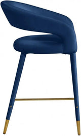 Meridian Furniture - Destiny Velvet Stool In Navy - 540Navy-C