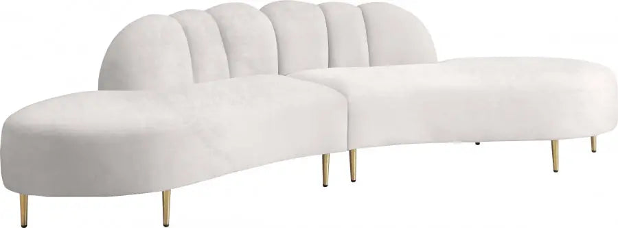 Meridian Furniture - Divine Velvet 2 Piece Sectional In Cream - 618Cream-Sectional