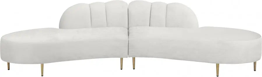 Meridian Furniture - Divine Velvet 2 Piece Sectional In Cream - 618Cream-Sectional