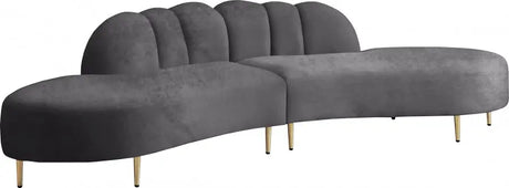 Meridian Furniture - Divine Velvet 2 Piece Sectional In Grey - 618Grey-Sectional