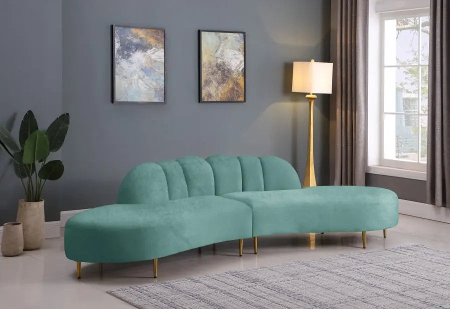 Meridian Furniture - Divine Velvet 2 Piece Sectional In Mint - 618Mint-Sectional