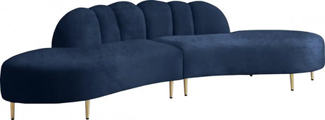 Meridian Furniture - Divine Velvet 2 Piece Sectional In Navy - 618Navy-Sectional